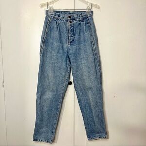 Vintage 80s/90s Katana Pleated Waist Straight Leg Light Wash Blue Mom Jeans